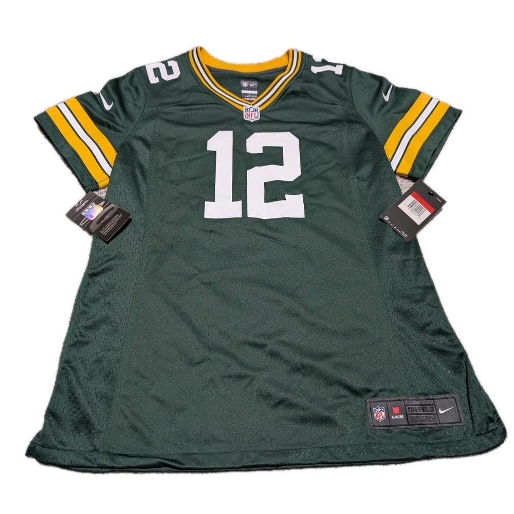 Nike Women's Jersey 2016 Sz L Green Bay Packers Aaron Rodgers #12 Green HOF NWT